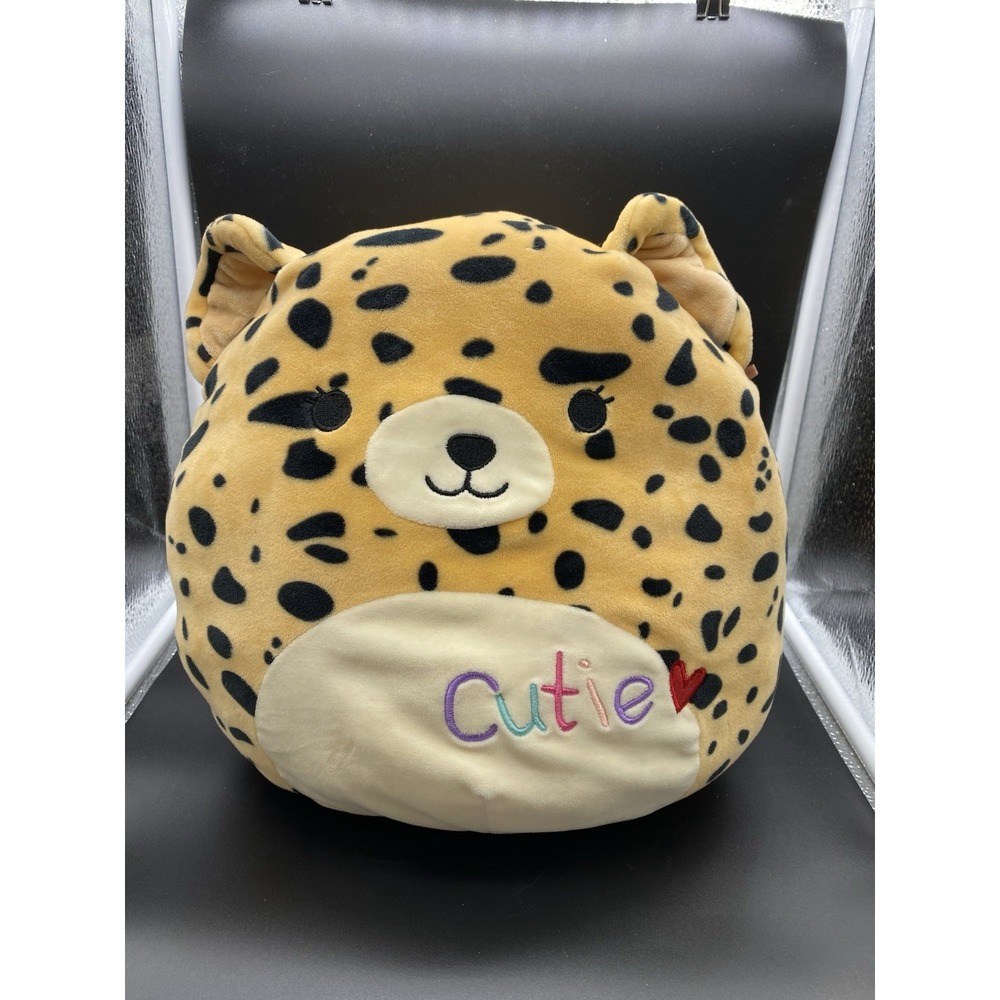 Squishmallows Cutie Leopard Plush 12" Yellow Black Spots 2018 Kellytoy Soft Toy